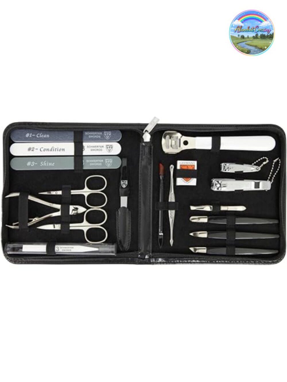 Professional Manicure Pedicure Set - 16 Piece Nail Care Kit with Leather Case